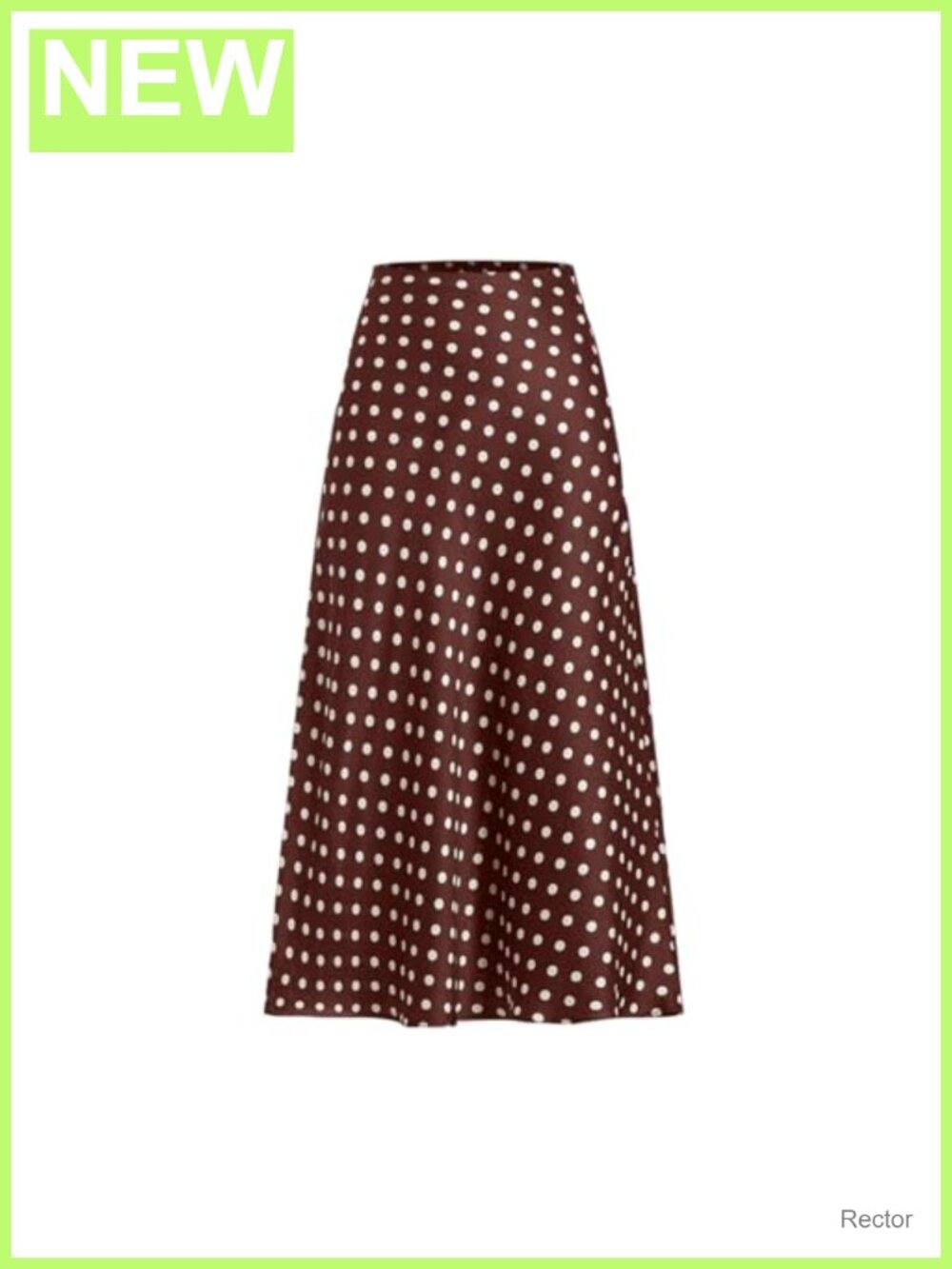 Women Satin Polka Dot High Waisted Flowy A-Line Midi Skirt